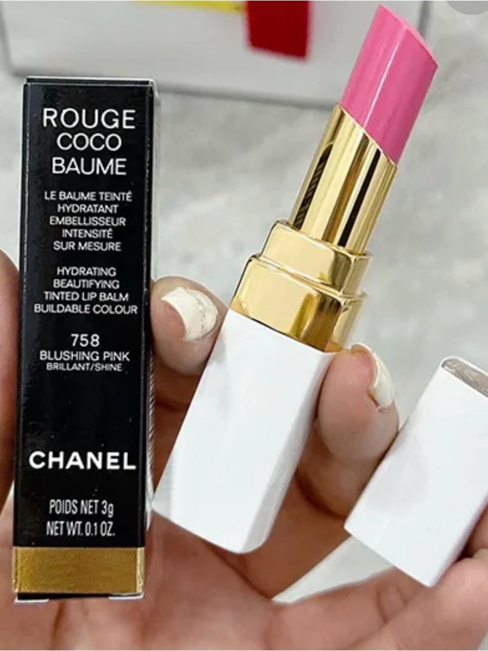 Chanel Rouge Coco Baume in 758 Blushing Pink Hydrating tinted lip balm